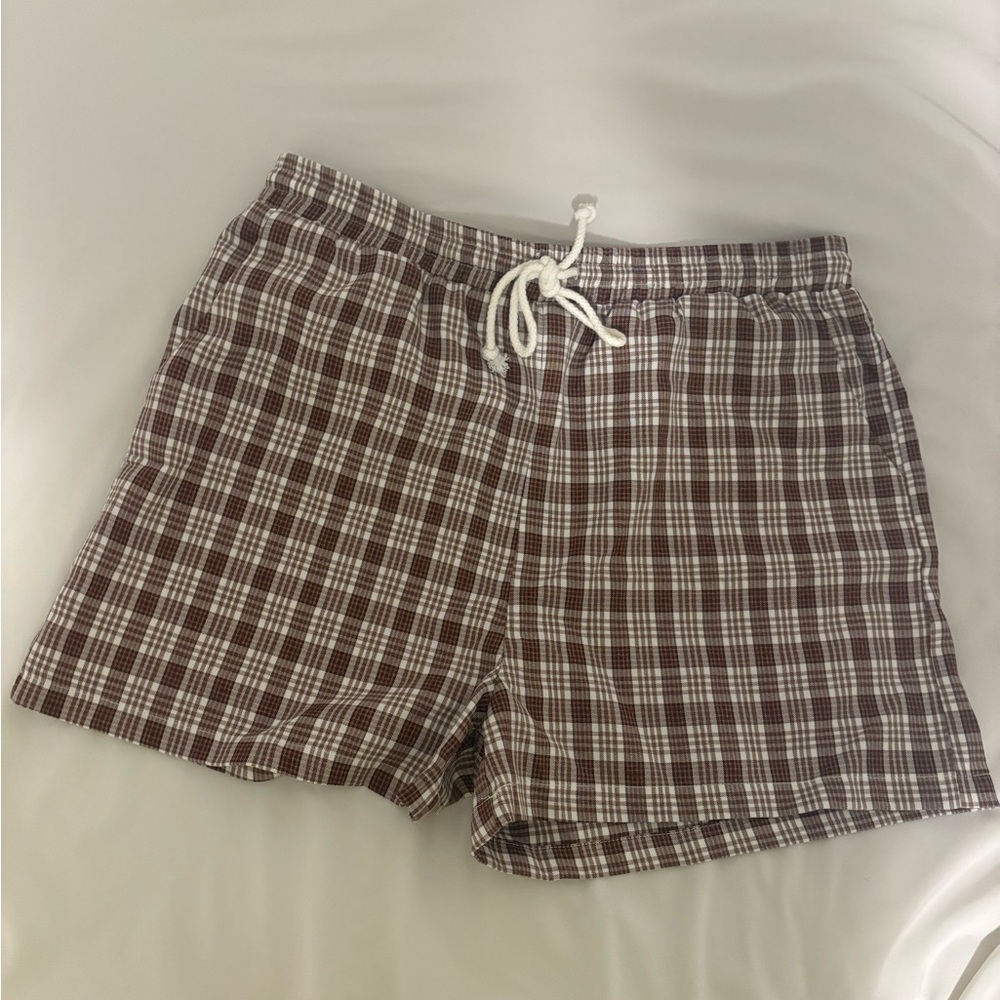 Forever 21 Brown and White Checkered Shorts